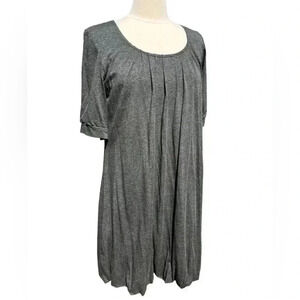 PBO Pleated Gray Ida Short Sleeve Bubble Dress Size Large NWT